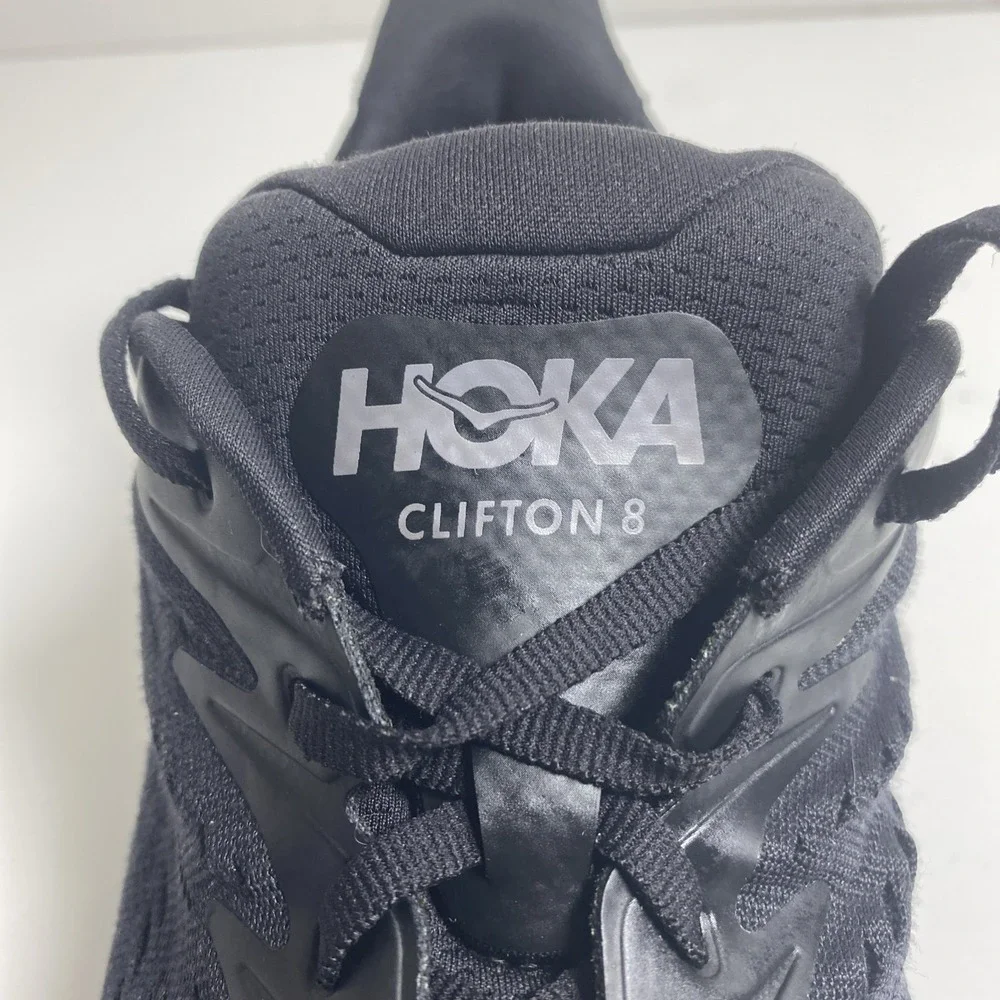 Hoka One One Clifton 8 Men's Running Shoes Size 13D, Black Training Sneakers